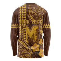 Personalised Hawaii Mililani High School Long Sleeve Shirt Tribal Tattoo With Hibiscus Flowers