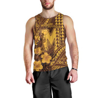 Personalised Hawaii Mililani High School Men Tank Top Tribal Tattoo With Hibiscus Flowers