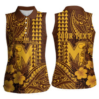 Personalised Hawaii Mililani High School Women Sleeveless Polo Shirt Tribal Tattoo With Hibiscus Flowers LT05 - Polynesian Pride