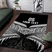 Custom New Zealand Cricket Area Rug Go Champions World Cup 2024 With Maori Pattern LT05 Black - Polynesian Pride