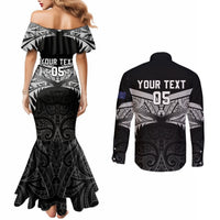 Custom New Zealand Cricket Couples Matching Mermaid Dress and Long Sleeve Button Shirt Go Champions World Cup 2024 With Maori Pattern LT05 - Polynesian Pride