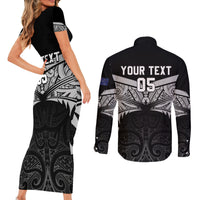 Custom New Zealand Cricket Couples Matching Short Sleeve Bodycon Dress and Long Sleeve Button Shirt Go Champions World Cup 2024 With Maori Pattern LT05 - Polynesian Pride