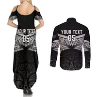 Custom New Zealand Cricket Couples Matching Summer Maxi Dress and Long Sleeve Button Shirt Go Champions World Cup 2024 With Maori Pattern LT05 - Polynesian Pride
