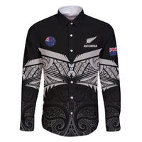 Custom New Zealand Cricket Family Matching Short Sleeve Bodycon Dress and Hawaiian Shirt Go Champions World Cup 2024 With Maori Pattern LT05 Dad's Shirt - Long Sleeve Black - Polynesian Pride
