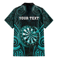 Personalised New Zealand Darts Family Matching Mermaid Dress and Hawaiian Shirt Turquoise Dart Board Maori Pattern LT05 - Polynesian Pride
