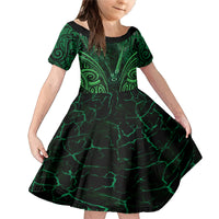 Personalised New Zealand Darts Family Matching Mermaid Dress and Hawaiian Shirt Green Dart Board Maori Pattern LT05 Daughter's Dress Green - Polynesian Pride