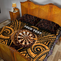 Personalised New Zealand Darts Quilt Bed Set Gold Dart Board Maori Pattern