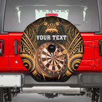 Personalised New Zealand Darts Spare Tire Cover Gold Dart Board Maori Pattern