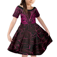 Personalised New Zealand Darts Family Matching Mermaid Dress and Hawaiian Shirt Pink Dart Board Maori Pattern LT05 Daughter's Dress Pink - Polynesian Pride