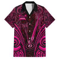 Personalised New Zealand Darts Family Matching Off Shoulder Short Dress and Hawaiian Shirt Pink Dart Board Maori Pattern LT05 Dad's Shirt - Short Sleeve Pink - Polynesian Pride