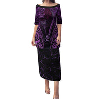 Personalised New Zealand Darts Family Matching Puletasi and Hawaiian Shirt Purple Dart Board Maori Pattern LT05 Mom's Dress Purple - Polynesian Pride