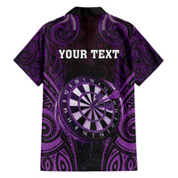 Personalised New Zealand Darts Family Matching Summer Maxi Dress and Hawaiian Shirt Purple Dart Board Maori Pattern LT05 - Polynesian Pride