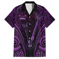 Personalised New Zealand Darts Family Matching Tank Maxi Dress and Hawaiian Shirt Purple Dart Board Maori Pattern LT05 Dad's Shirt - Short Sleeve Purple - Polynesian Pride