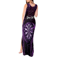 Personalised New Zealand Darts Tank Maxi Dress Purple Dart Board Maori Pattern LT05 - Polynesian Pride