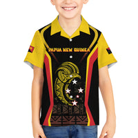 Custom Papua New Guinea Cricket Family Matching Long Sleeve Bodycon Dress and Hawaiian Shirt 2024 World Cup LT05 Son's Shirt Black - Polynesian Pride