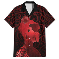 Aotearoa Mana Wahine Family Matching Off Shoulder Maxi Dress and Hawaiian Shirt The Spiritual Power Of Women LT05 Dad's Shirt - Short Sleeve Red - Polynesian Pride
