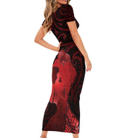 Aotearoa Mana Wahine Short Sleeve Bodycon Dress The Spiritual Power Of Women LT05 - Polynesian Pride
