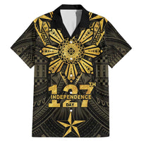 Personalised Philippines Independence Day Family Matching Mermaid Dress and Hawaiian Shirt Filipinos Sun Star Tribal LT05 Dad's Shirt - Short Sleeve Gold - Polynesian Pride