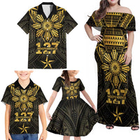 Personalised Philippines Independence Day Family Matching Off Shoulder Maxi Dress and Hawaiian Shirt Filipinos Sun Star Tribal LT05 - Polynesian Pride