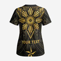 Personalised Philippines Independence Day Scrub Top Filipinos Sun Star Tribal - Polynesian Pride