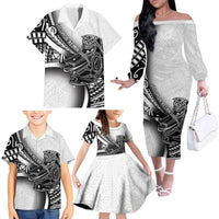 Solomon Islands Nguzunguzu Family Matching Off The Shoulder Long Sleeve Dress and Hawaiian Shirt Polynesian Tribal Pattern LT05 - Polynesian Pride