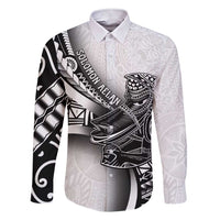 Solomon Islands Nguzunguzu Family Matching Short Sleeve Bodycon Dress and Hawaiian Shirt Polynesian Tribal Pattern LT05 Dad's Shirt - Long Sleeve White - Polynesian Pride