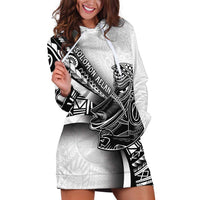 Solomon Islands Nguzunguzu Hoodie Dress Polynesian Tribal Pattern LT05 White - Polynesian Pride