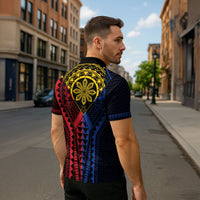 Philippines Batok Tribal Inspired Tattoo Zipper Polo Shirt LT05 - Polynesian Pride