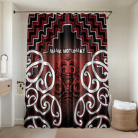Aotearoa Mana Motuhake Bathroom Set Poutama With Maori Pattern LT05 Shower Curtain Only Red - Polynesian Pride