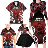 Personalised Aotearoa Mana Motuhake Family Matching Long Sleeve Bodycon Dress and Hawaiian Shirt Poutama With Maori Pattern LT05 - Polynesian Pride
