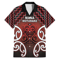 Personalised Aotearoa Mana Motuhake Family Matching Mermaid Dress and Hawaiian Shirt Poutama With Maori Pattern LT05 Dad's Shirt - Short Sleeve Red - Polynesian Pride
