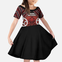 Personalised Aotearoa Mana Motuhake Family Matching Off Shoulder Maxi Dress and Hawaiian Shirt Poutama With Maori Pattern - Polynesian Pride
