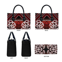 Aotearoa Mana Motuhake Leather Bag Poutama With Maori Pattern - Polynesian Pride
