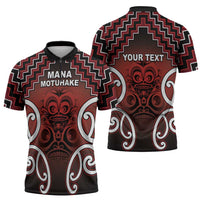 Personalised Aotearoa Mana Motuhake Zipper Polo Shirt Poutama With Maori Pattern - Polynesian Pride