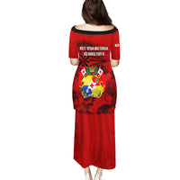 Tonga King Tupou I Day Puletasi Tropical Flowers With Ngatu Pattern LT05 - Polynesian Pride