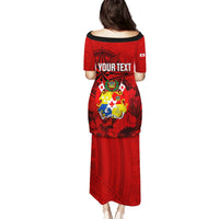 Personalized Tonga King Tupou I Day Puletasi Tropical Flowers With Ngatu Pattern LT05 - Polynesian Pride