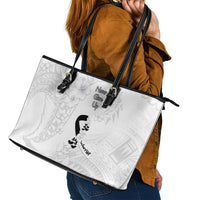 Lung Cancer Awareness Leather Tote Bag Never Give Up Polynesian Style LT05 - Polynesian Pride