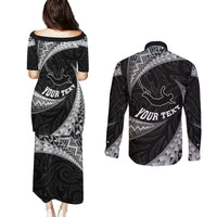 Personalised New Zealand Bungy Jumping Couples Matching Puletasi Dress and Long Sleeve Button Shirt Maori Pattern LT05 - Polynesian Pride