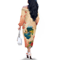 Hawaii Kauai Na Pali Coast Landscape Family Matching Off The Shoulder Long Sleeve Dress and Hawaiian Shirt LT05 - Polynesian Pride
