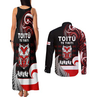 Aotearoa Toitu He Whakaputanga Couples Matching Tank Maxi Dress and Long Sleeve Button Shirt Toitu Te Tiriti O Waitangi