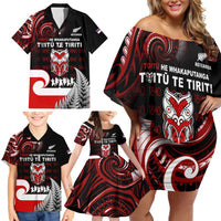 Aotearoa Toitu He Whakaputanga Family Matching Off Shoulder Short Dress and Hawaiian Shirt Toitu Te Tiriti O Waitangi LT05 - Polynesian Pride