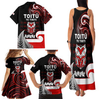 Aotearoa Toitu He Whakaputanga Family Matching Tank Maxi Dress and Hawaiian Shirt Toitu Te Tiriti O Waitangi LT05 - Polynesian Pride