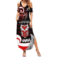 Aotearoa Toitu He Whakaputanga Summer Maxi Dress Toitu Te Tiriti O Waitangi LT05 Women Black - Polynesian Pride