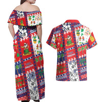 Wallis And Futuna Christmas Couples Matching Off Shoulder Maxi Dress and Hawaiian Shirt Festive Beach Vibes - Polynesian Pride