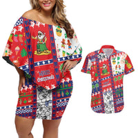 Wallis And Futuna Christmas Couples Matching Off Shoulder Short Dress and Hawaiian Shirt Festive Beach Vibes - Polynesian Pride