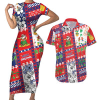 Wallis And Futuna Christmas Couples Matching Short Sleeve Bodycon Dress and Hawaiian Shirt Festive Beach Vibes LT05 Red - Polynesian Pride