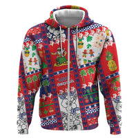 Wallis And Futuna Christmas Zip Hoodie Festive Beach Vibes LT05 Zip Hoodie Red - Polynesian Pride