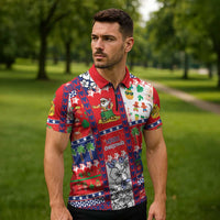 Wallis And Futuna Christmas Zipper Polo Shirt Festive Beach Vibes - Polynesian Pride
