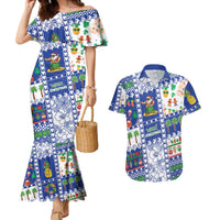 Northern Mariana Islands Christmas Couples Matching Mermaid Dress and Hawaiian Shirt Festive Beach Vibes - Polynesian Pride