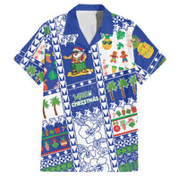 Northern Mariana Islands Christmas Family Matching Long Sleeve Bodycon Dress and Hawaiian Shirt Festive Beach Vibes LT05 Dad's Shirt - Short Sleeve Blue - Polynesian Pride